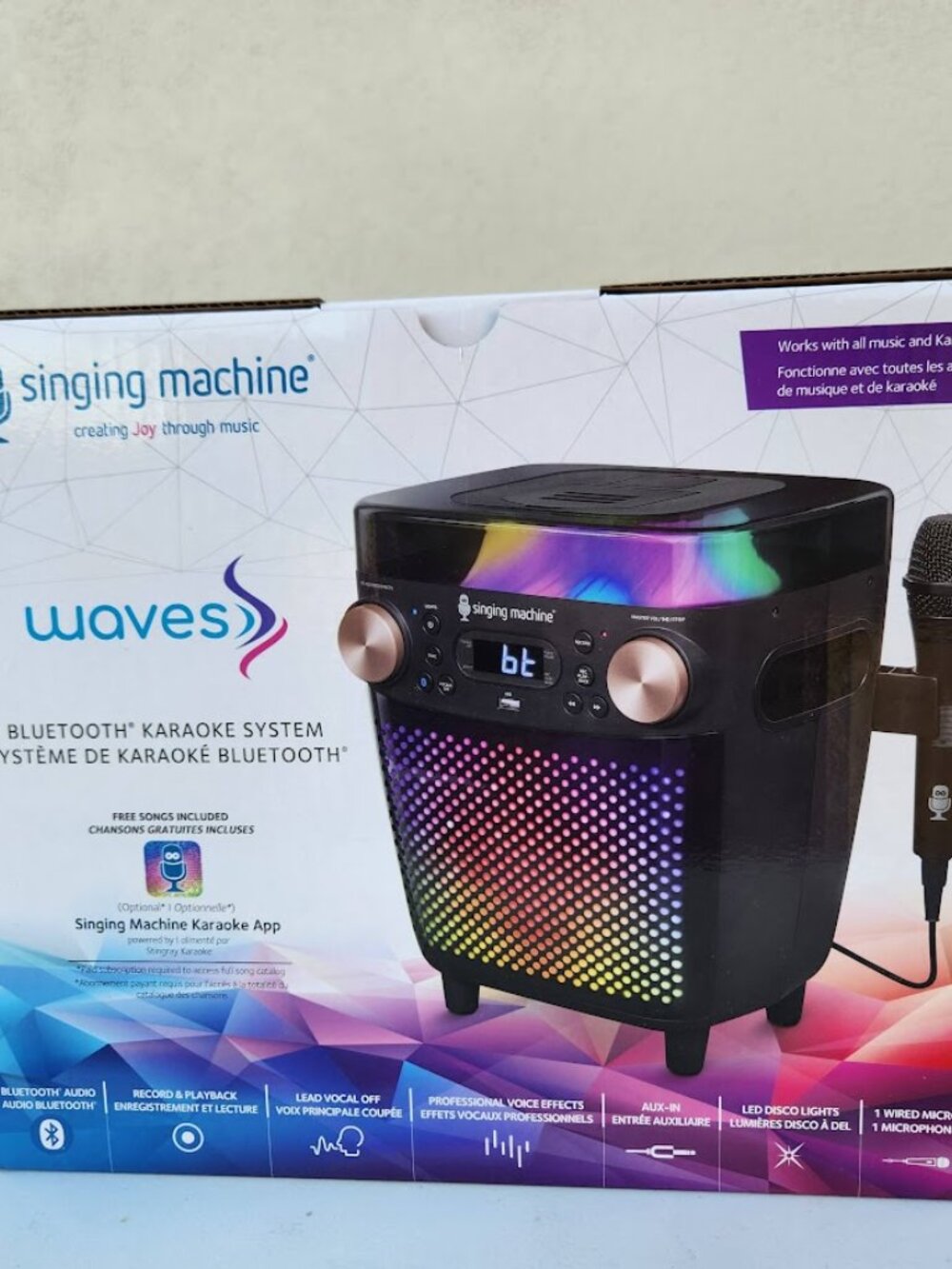 New Karaoke Singing Machine Portable Bluetooth Speaker Microphone Light Show Par - Picture 3 of 16